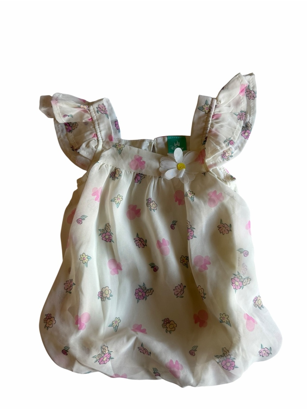 Disney Cream and Pink Floral Ruffle One-Piece